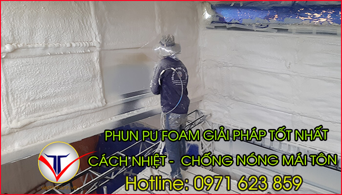 phun pu foam cách nhiệt chống nóng mái tôn